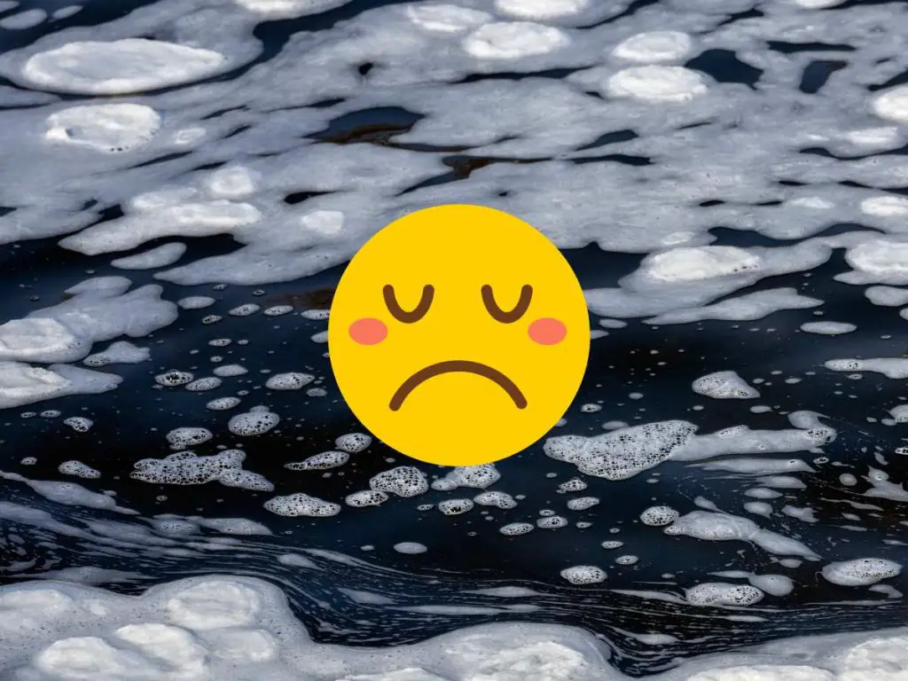 close up of pond foam with sad face