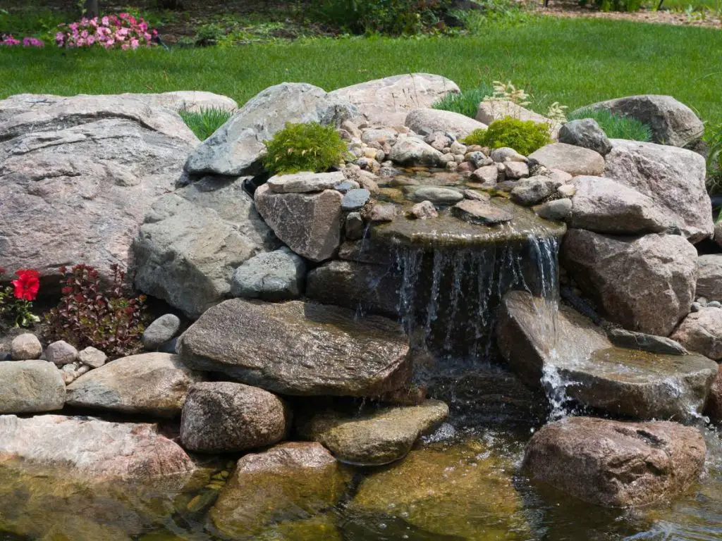 Rocks around a Koi pond.